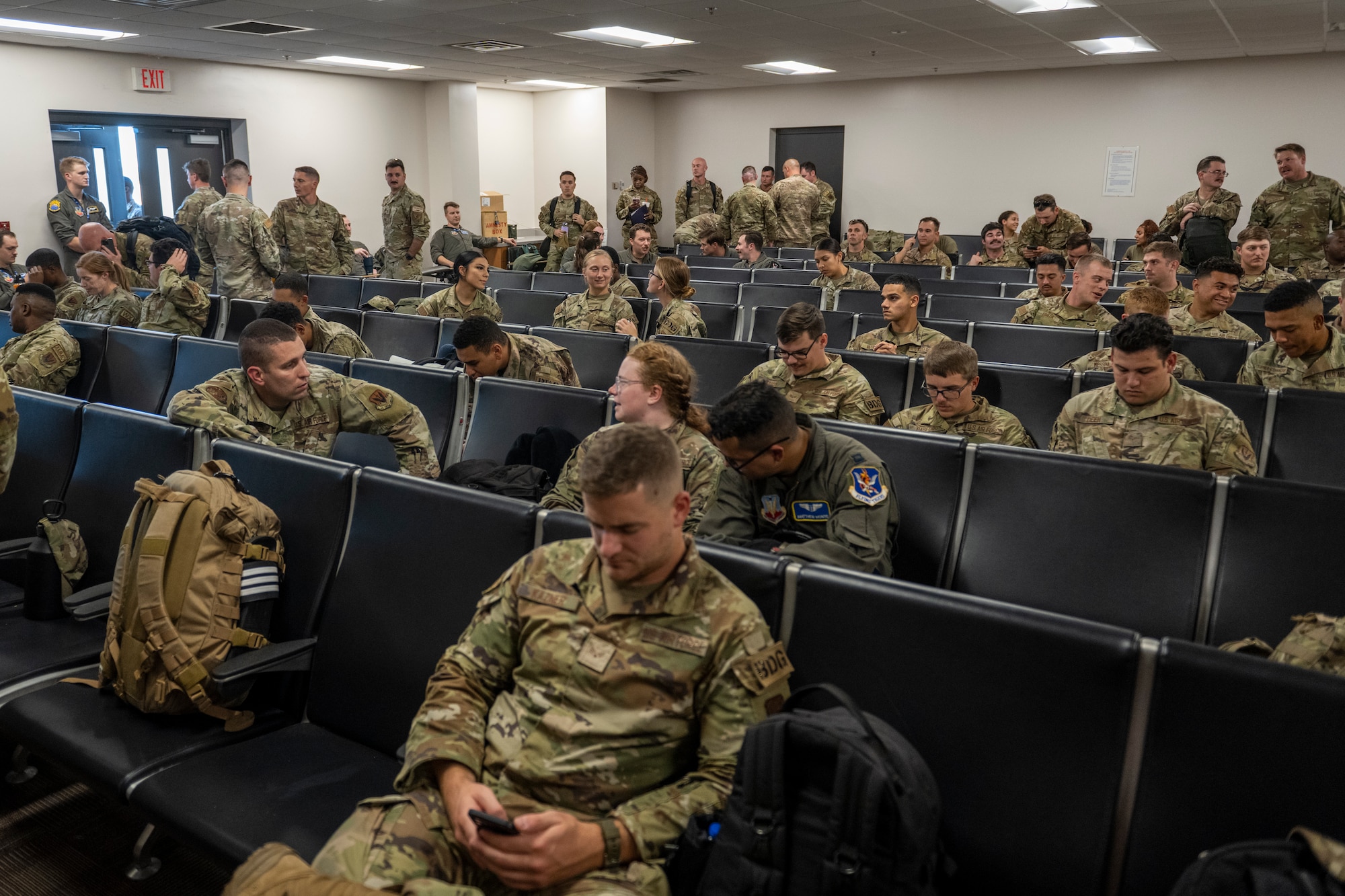 U.S. Air Force Airmen, assigned to the 23rd Wing, prepare to depart.