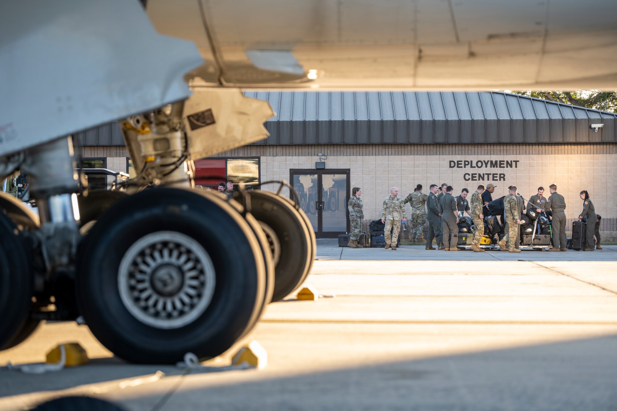 U.S. Air Force Airmen, assigned to the 23rd Wing, prepare to depart.