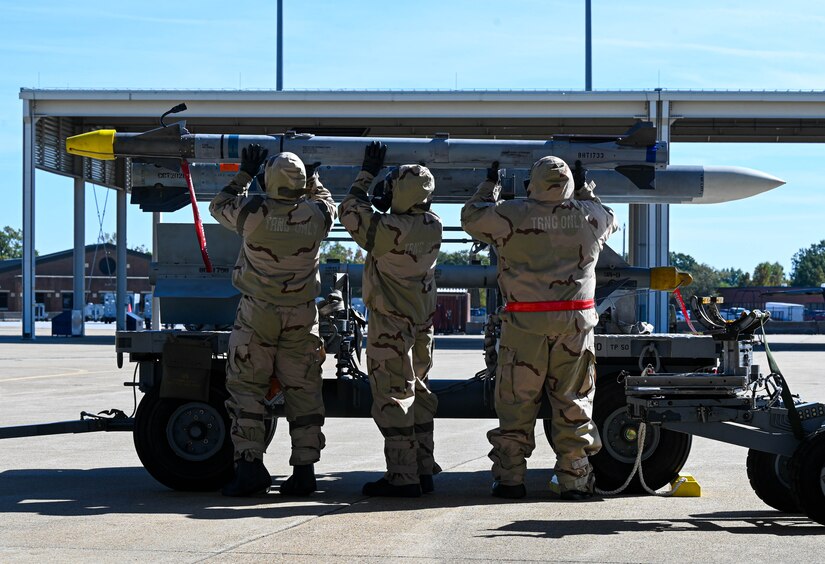 Airmen participate in a CBRN exercise