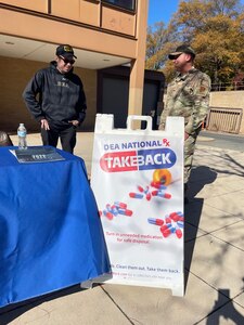 The District of Columbia National Guard Counterdrug Program works along side Drug Enforcement Administration - DEA at Washington Metropolitan Police Dept. stations on National Prescription Drug Take Back Day to minimize the presence and access to drugs in the community. Citizens are able to turn in unneeded drugs, keeping them out of the wrong hands. DEA has been hosting the safety initiative since 2010.