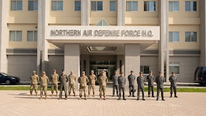 Members of the USAF and JASDF posing for photo
