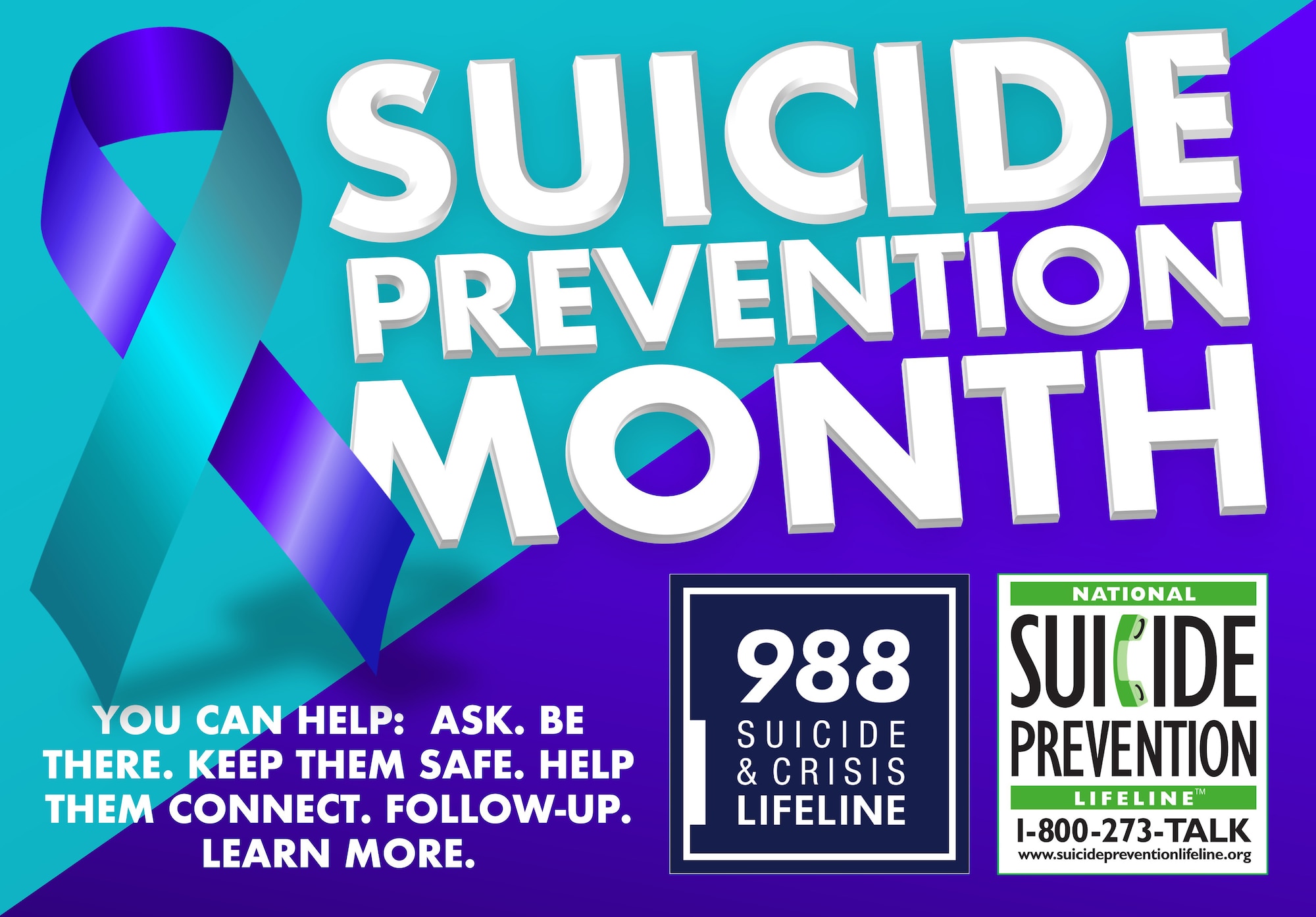 A graphic displays suicide prevention month info.
