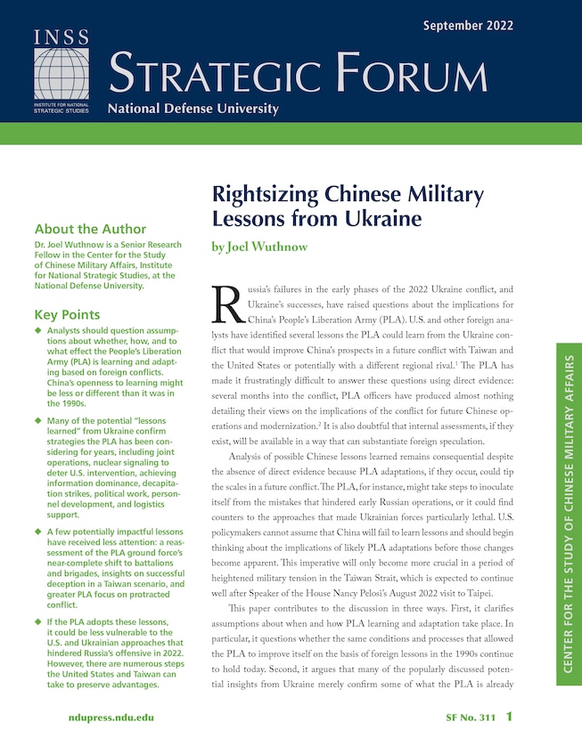 Rightsizing Chinese Military Lessons from Ukraine