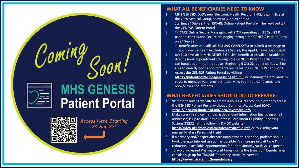 20th MDG transitions to MHS Genesis > Shaw Air Force Base > Article Display