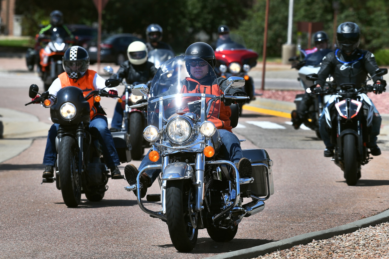 Group of motorcyclists riding