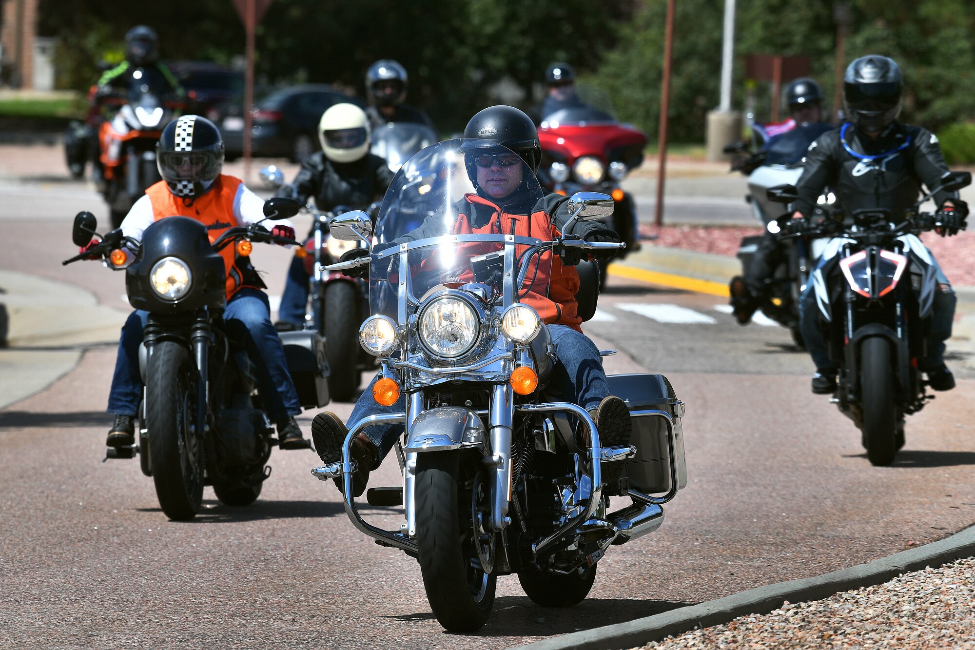 Group of motorcyclists riding