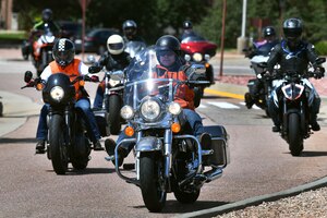 Group of motorcyclists riding