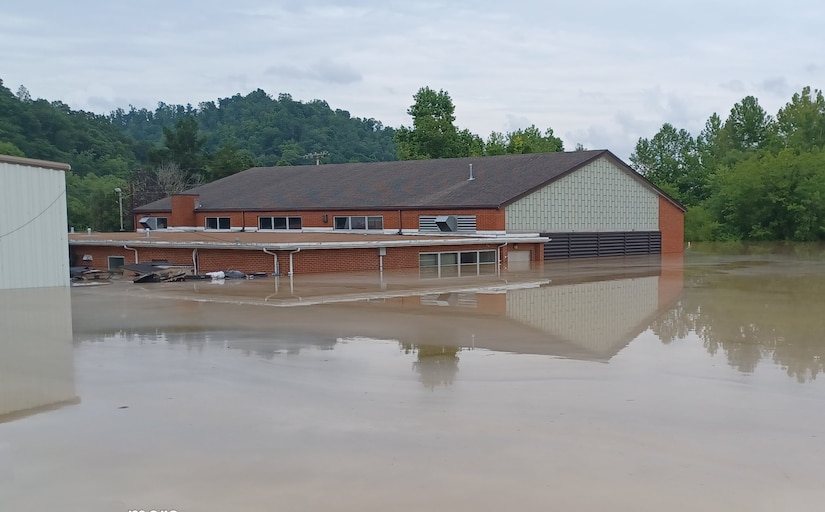 The Armory sits on the North Fork Kentucky River, whose waters rose to over 43 feet.