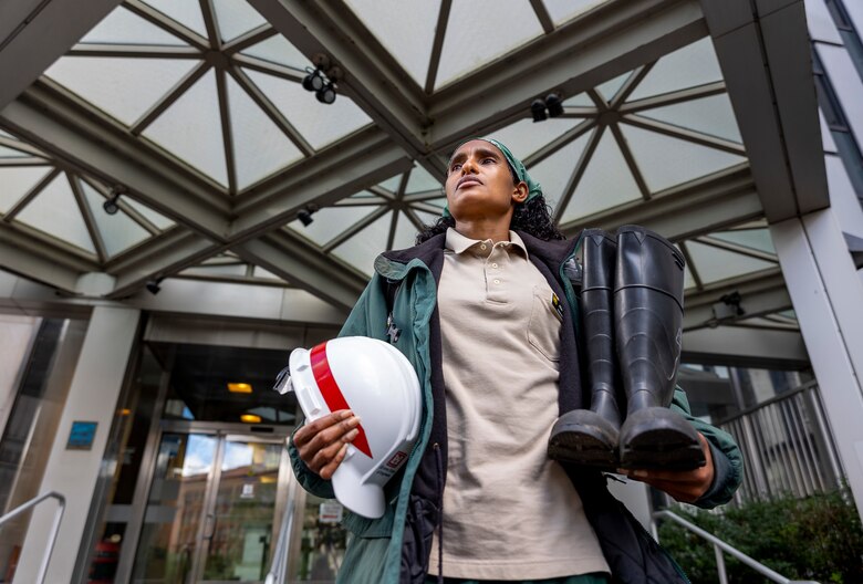 Alani Taylor, a biologist and regulatory specialist for the U.S. Army Corps of Engineers Pittsburgh District, stands outside of the federal building in Pittsburgh