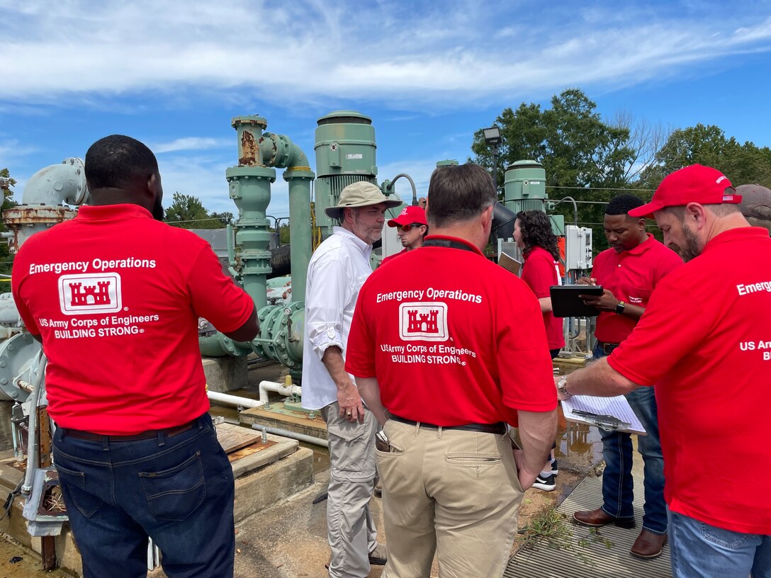 U. S. Army Corps of Engineers (USACE) Vicksburg District engineers were on site at the O.B. Curtis Water Treatment Plan, Sept. 1, 2022, after receiving a FEMA ESF#3 mission assignment to perform initial assessments of the pumping system and electrical system. The U.S. Army Corps of Engineers in coordination with FEMA is committed to working with our federal, state, and local partners to provide assistance to the citizens and City of Jackson, Mississippi. (USACE photo by Sabrina Dalton)