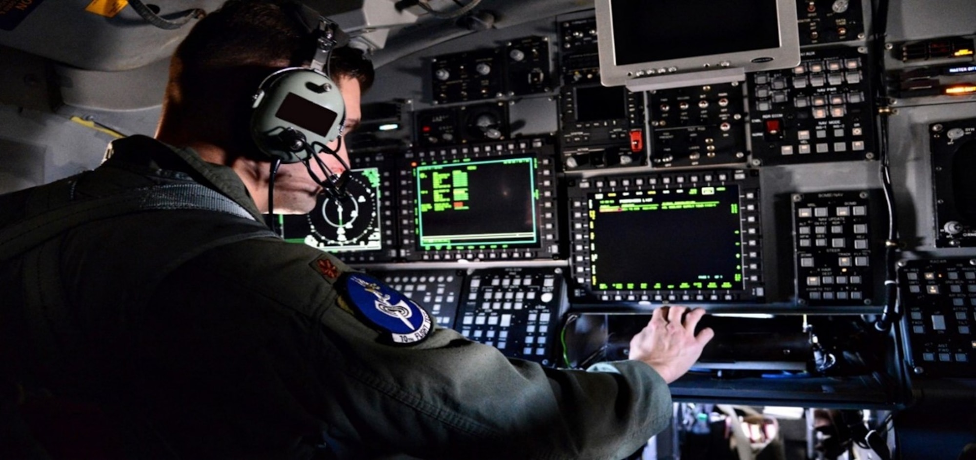 During preflight, B-1B Functional Check Flight Pilot Maj. Michael Griffin, with the 10th Flight Test Squadron, evaluates critical defensive and offensive aircraft systems, such as upgraded navigation procedures, radar systems, and aircraft terrain following. (U.S. Air Force photo/Kelly White)
