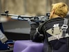 U.S. Army Staff Sgt. Stacy Englert aims at her target during the 2022 Department of Defense Warrior Games at Orange County Convention Center in Orlando, Florida, Aug. 21, 2022. Hosted by the U.S. Army at the Walt Disney World Resort, this year’s Warrior Games sees service members and veterans from across the DoD competing in a variety of adaptive sports alongside armed forces athletes from Canada and Ukraine.