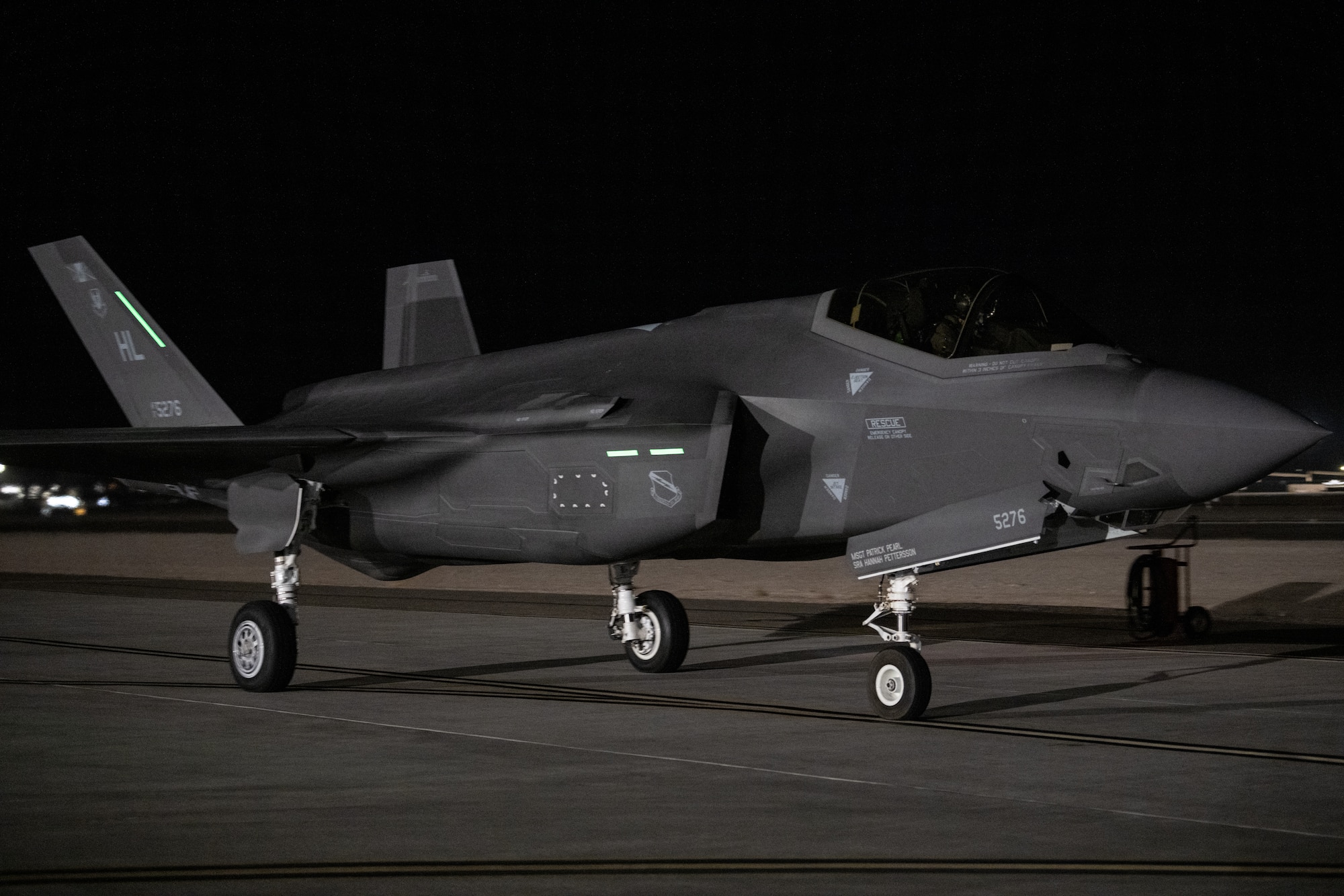 A photo of an F-35 Lightning II prior to takeoff
