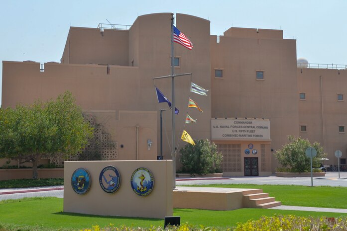 220902-N-NO146-1010 MANAMA, Bahrain (Sept. 2, 2022) File photo of U.S. Naval Forces Central Command, U.S. 5th Fleet and Combined Maritime Forces headquarters on Naval Support Activity Bahrain. (U.S. Navy photo)