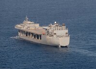 The Lewis B. Puller-class expeditionary sea base USS Hershel "Woody" Williams (ESB 4) sails in the Gulf of Aden, July 26, 2022.