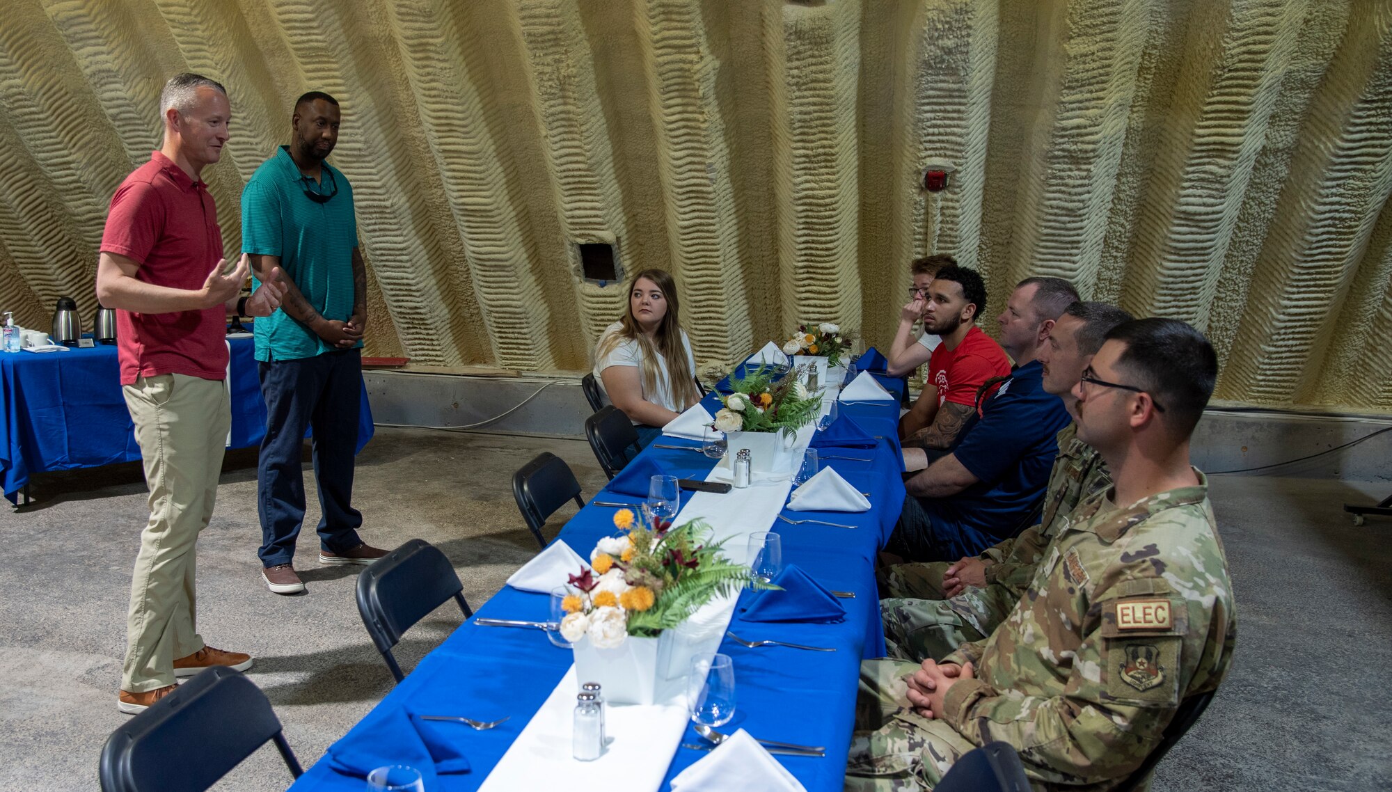 332d Aerial Expeditionary Wing leadership honors Airman of the Month award winners with a banquet at an undisclosed location in Southwest Asia, August 24, 2022. These airmen are being recognized for performing above and beyond their typical duties. (U.S. Air Force photo by: Tech. Sgt. Jim Bentley)