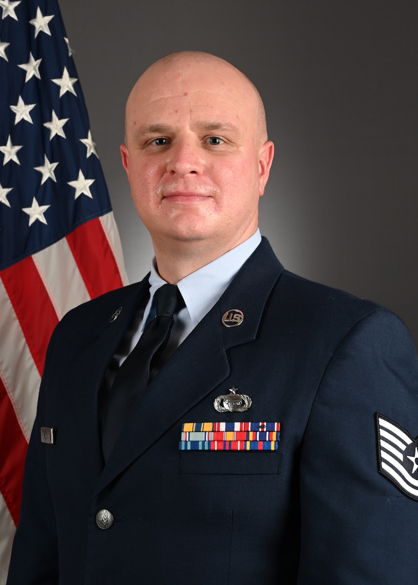 official USAF headshot for Tech Sgt. Volodymyr Palko in dress blues