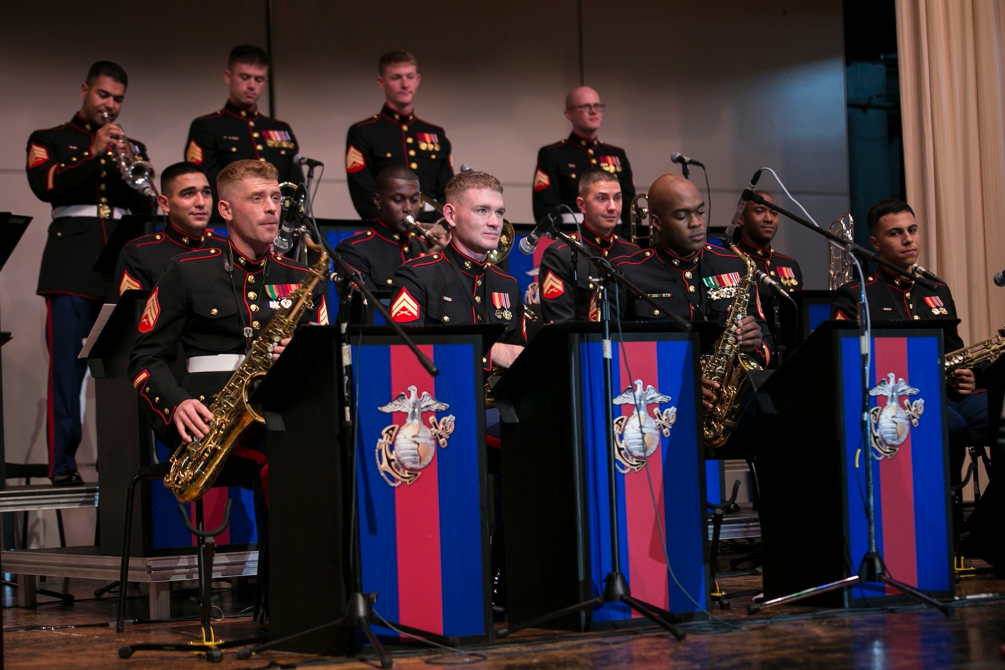 Comprised of 15-20 Marines who perform Jazz, Swing, Rock and other various styles of contemporary music for public performances
