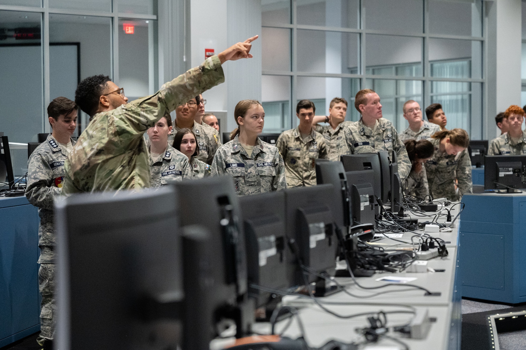 Cadets with the Civil Air Patrol Space Force Operations Academy tour the Morrell Operations Center, Cape Canaveral Space Force Center, July 28, 2022. They attended a brief from the 45 Weather Squadron, walked through the surveillance room and the mission control room. (U.S. Space Force photo by Senior Airman Dakota Raub)