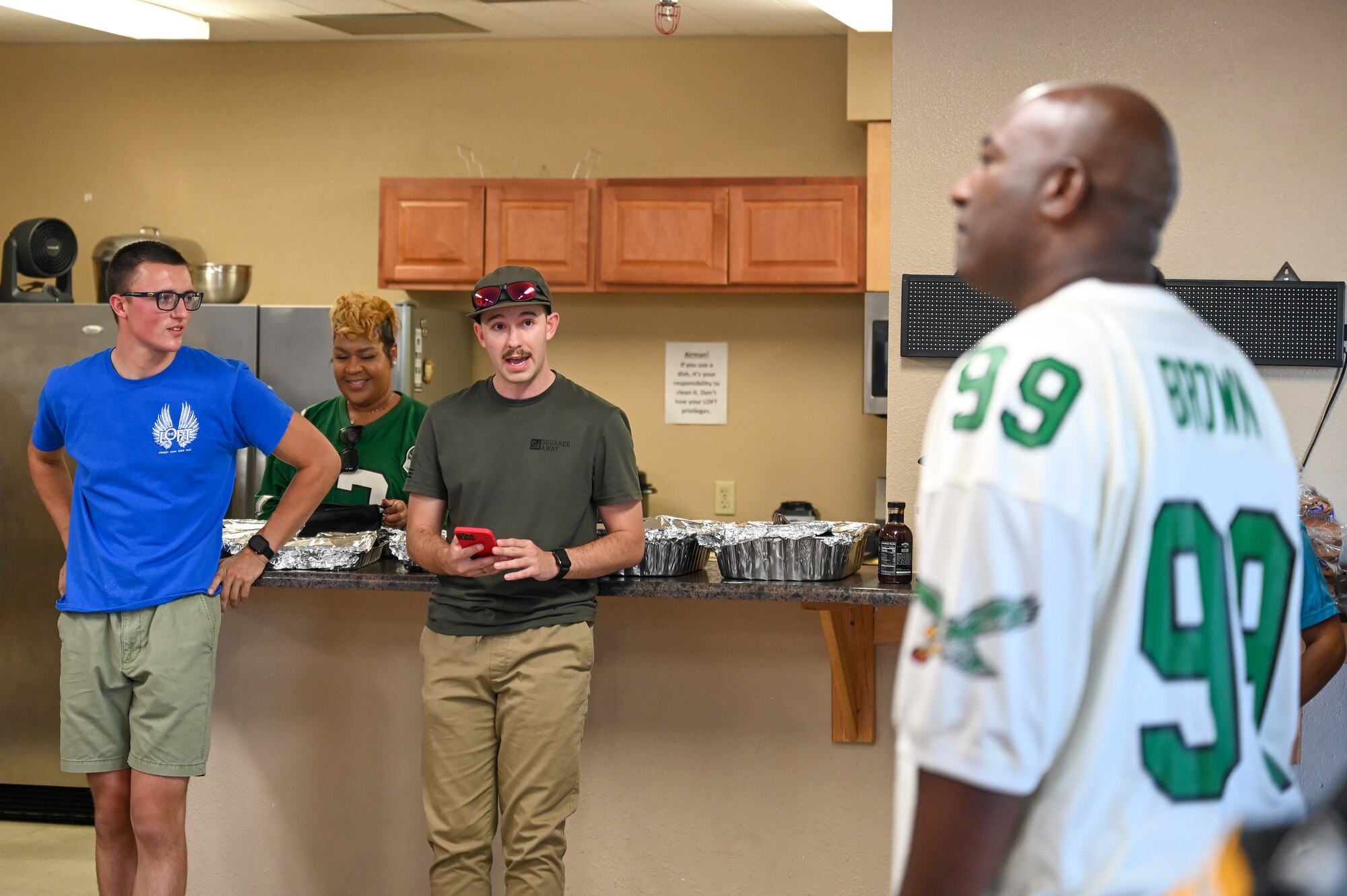 A photo of Airmen interacting.