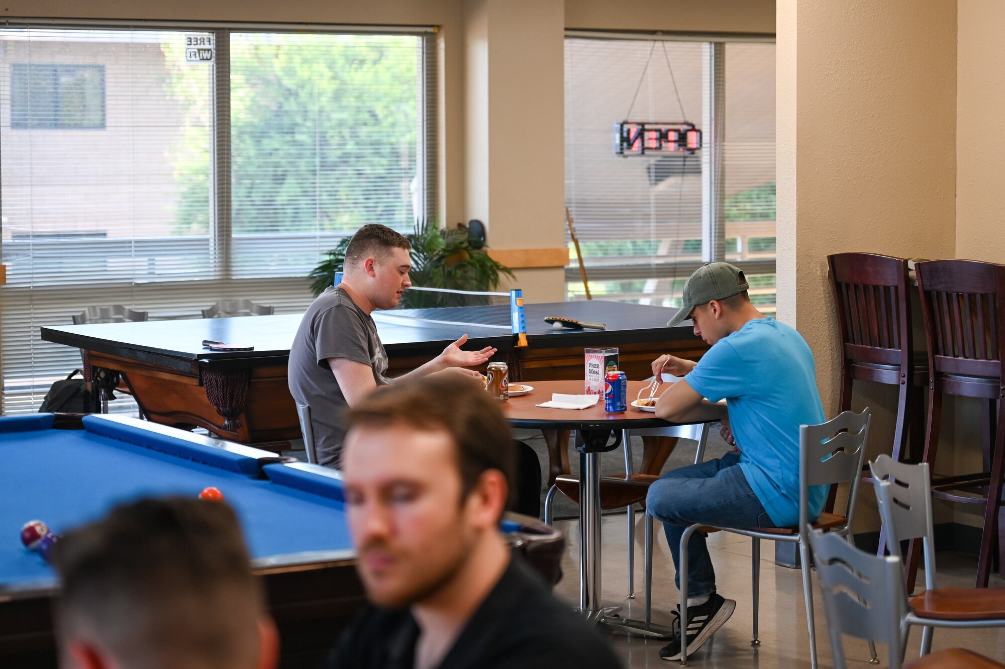 A photo of Airmen interacting.