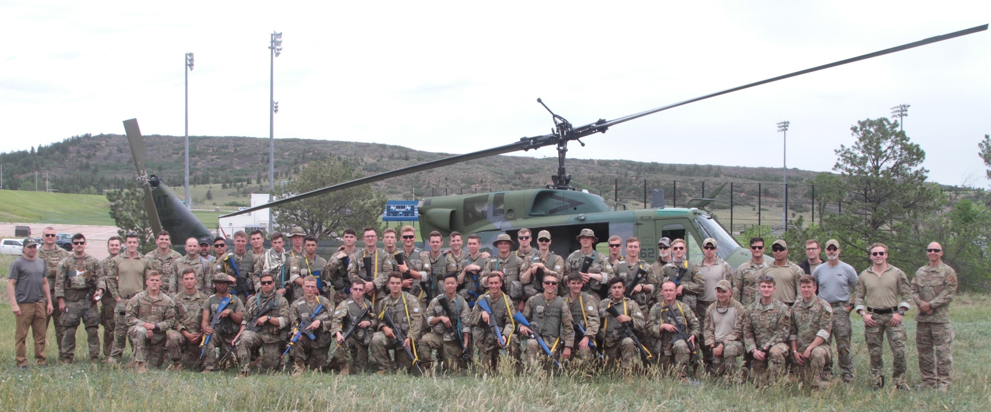 Cadets and instructors from the second of two Special Warfare Operations Courses pose for a photograph at the U.S. Air Force Academy, Colorado., June 30, 2022. In all, 61 Air Force ROTC and Air Force Academy cadets participated in the summer courses to prepare them to be special warfare officers. (U.S. Air Force Academy courtesy photo)