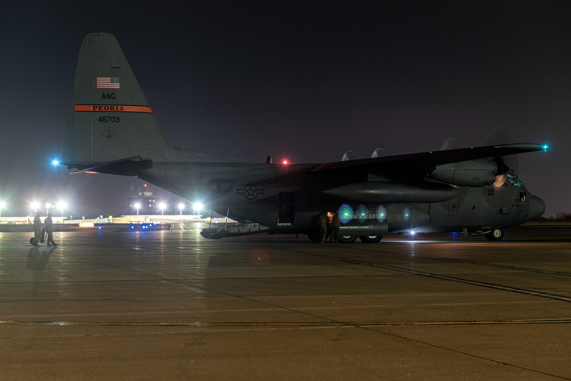 Airmen conducting night training.