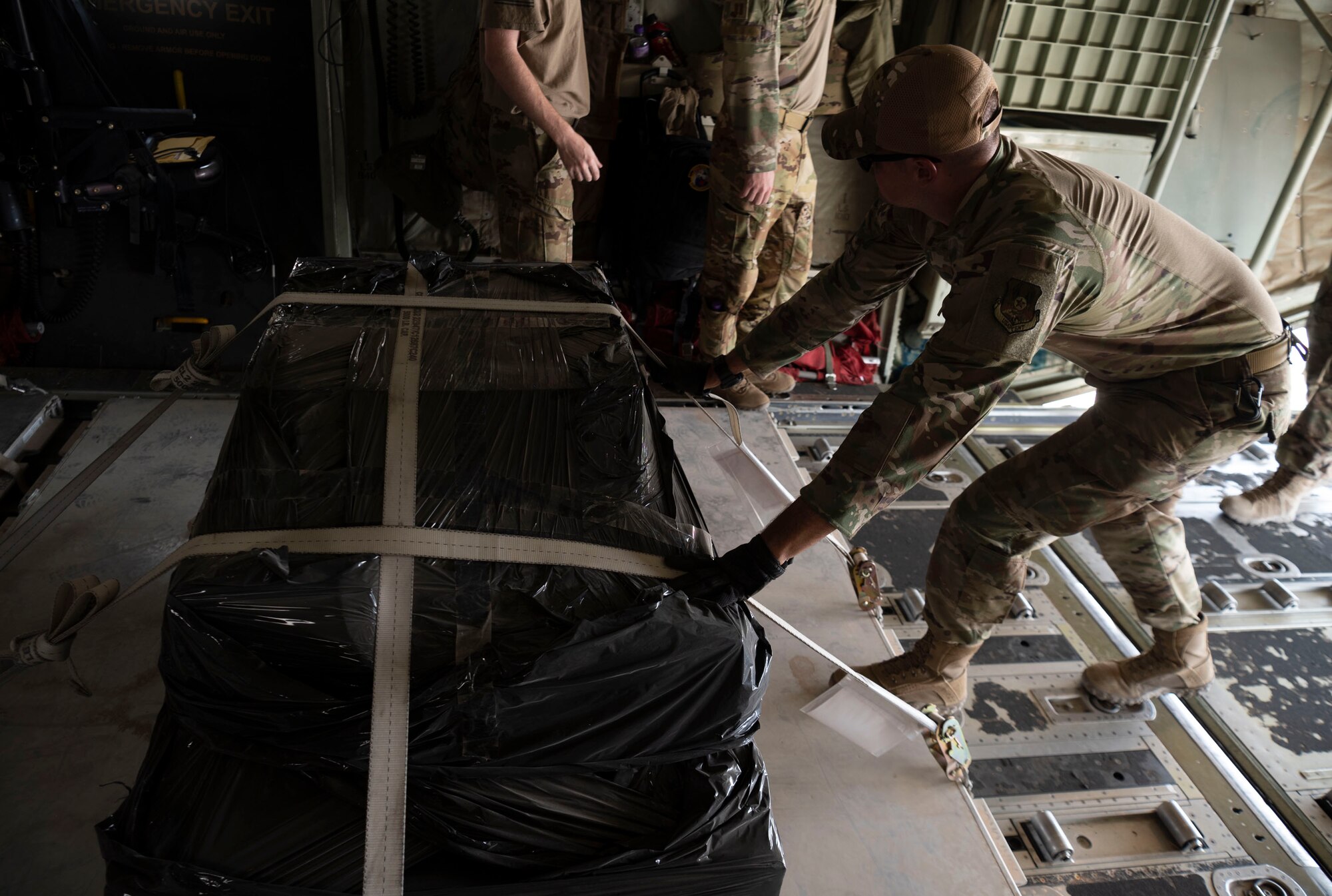 332d Air Expeditionary Logistics Readiness Squadron loads cargo onto a C-130 Hercules for an Agile Combat Employment (ACE) exercise. ACE exercises enable the Air Force’s ability to develop, maintain, and share timely, accurate and relevant mission information across dispersed forces despite adversary attempts to counter act.