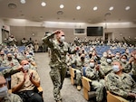 The command auditorium at Navy Medicine Readiness and Training Command (NMRTC) San Diego was filled with 1st. Class Petty Officers eagerly standing by to hear the results of the 2022 Chief Petty Officer (CPO) advancement cycle, Sep. 6. Hospital Corpsman 1st Class Jose Barte, NMRTC San Diego biomedical equipment technician, celebrates his selection for advancement to the rank of U.S. Navy Chief Petty Officer. NMRTC San Diego's mission is to prepare service members to deploy in support of operational forces, deliver high quality healthcare services and shape the future of military medicine through education, training and research. NMRTC San Diego employs more than 6,000 active duty military personnel, civilians and contractors in Southern California to