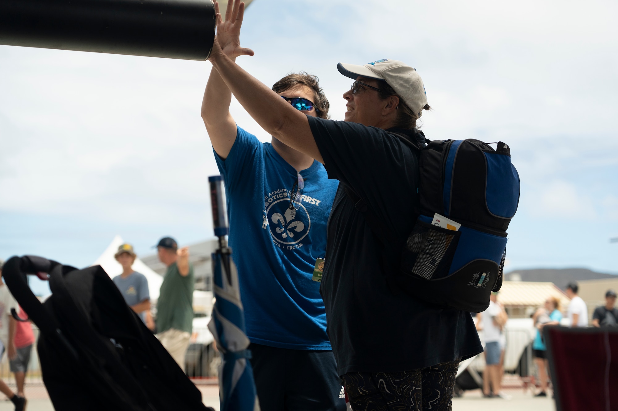Airshow attendees tour an AC-130.