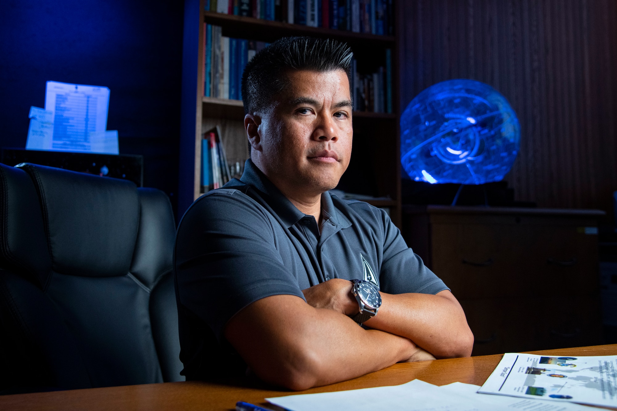 man sitting at desk