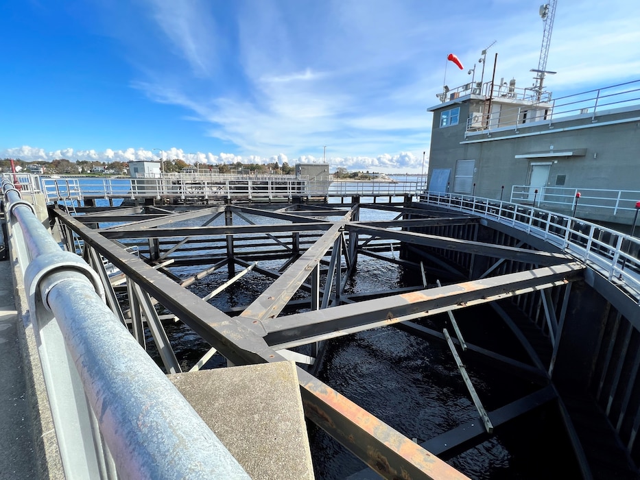 Image of the hurricane barrier at New Bedford, Massachusetts.