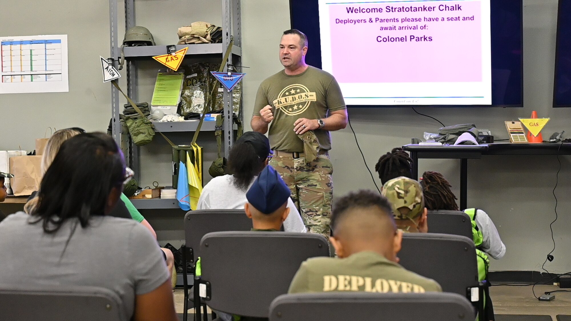 a person speaking to a group