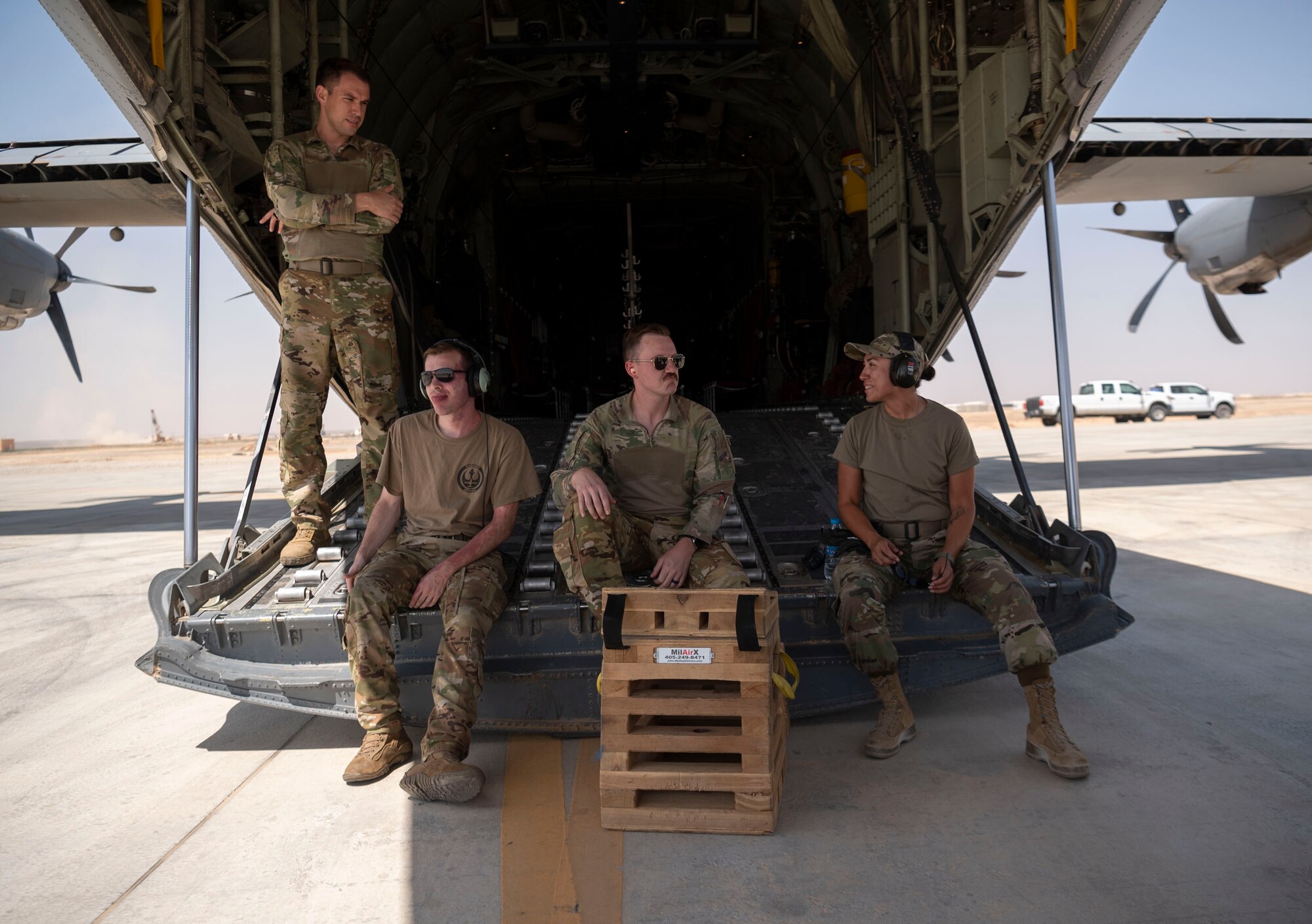 332d Air Expeditionary Logistics Readiness Squadron loads cargo onto a C-130 Hercules for an Agile Combat Employment (ACE) exercise. ACE exercises enable the Air Force’s ability to develop, maintain, and share timely, accurate and relevant mission information across dispersed forces despite adversary attempts to counter act.