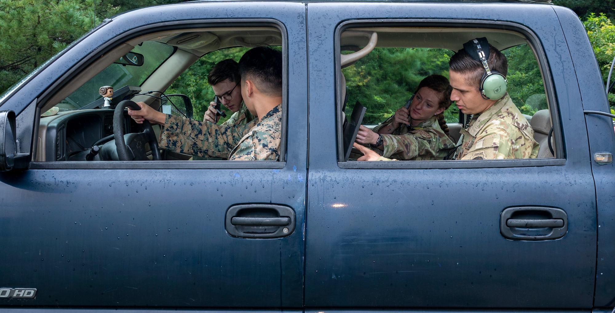 Airmen assigned to the 621st Air Control Squadron simulate mobile command and control (C2) from a vehicle at Yongin Army Base, Republic of Korea, Aug. 31, 2022.