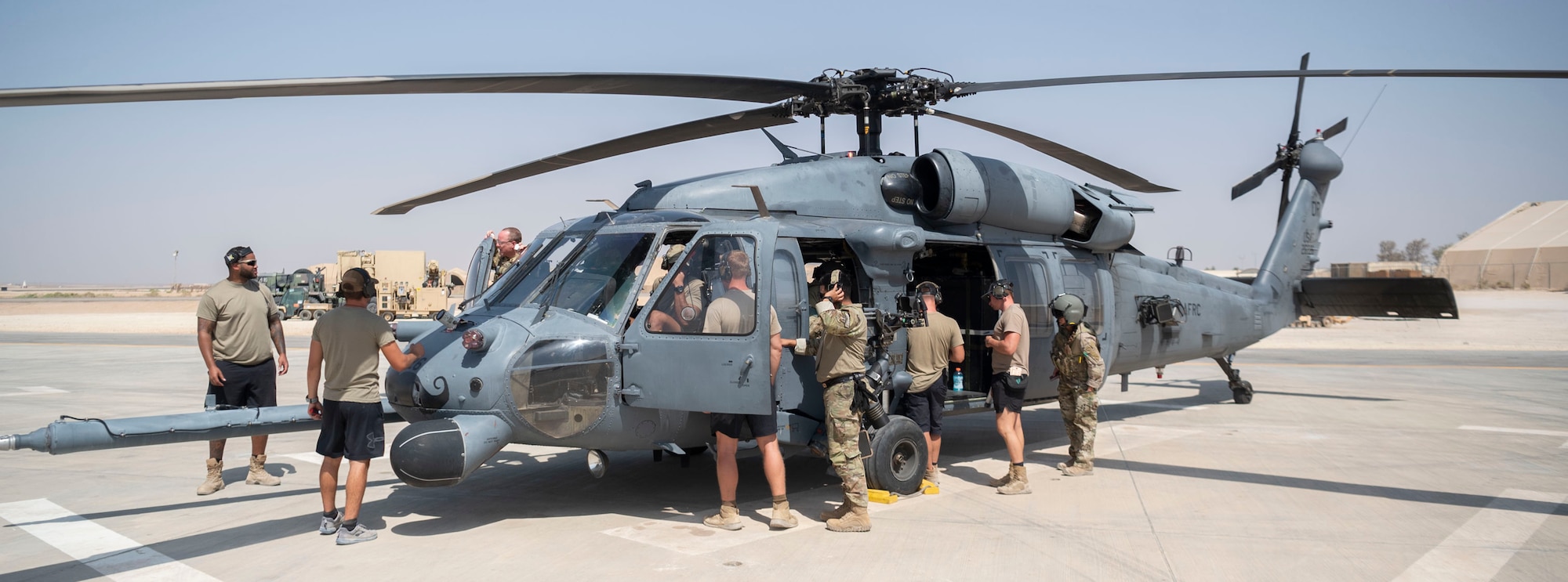 U.S. Air Force Major Grace Gibbens, 46th Expeditionary Rescue Squadron Pilot, flies the HH-60 Pave Hawk around Area Of Responsibility (AOR). The Pave Hawk is used for search and rescue missions which help enable the Air Force’s ability to develop, maintain, and share timely, accurate and relevant mission information across dispersed forces despite adversary attempts to counter act.