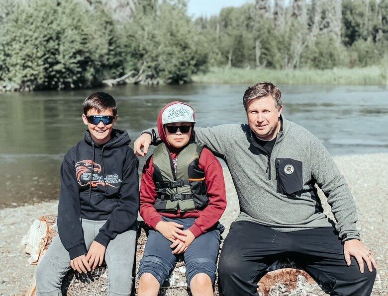 Bret Styers and his sons, Easton and Brecken, enjoy the beauty of the great outdoors in Alaska. Styers, senior program manager for Huntsville Center's Balistic Missile Defense Mandatory Center of Expertise, lives in Anchorage with his wife, Britta, and their four kids, including daughters Remy and Paige. (Courtesy Photo)