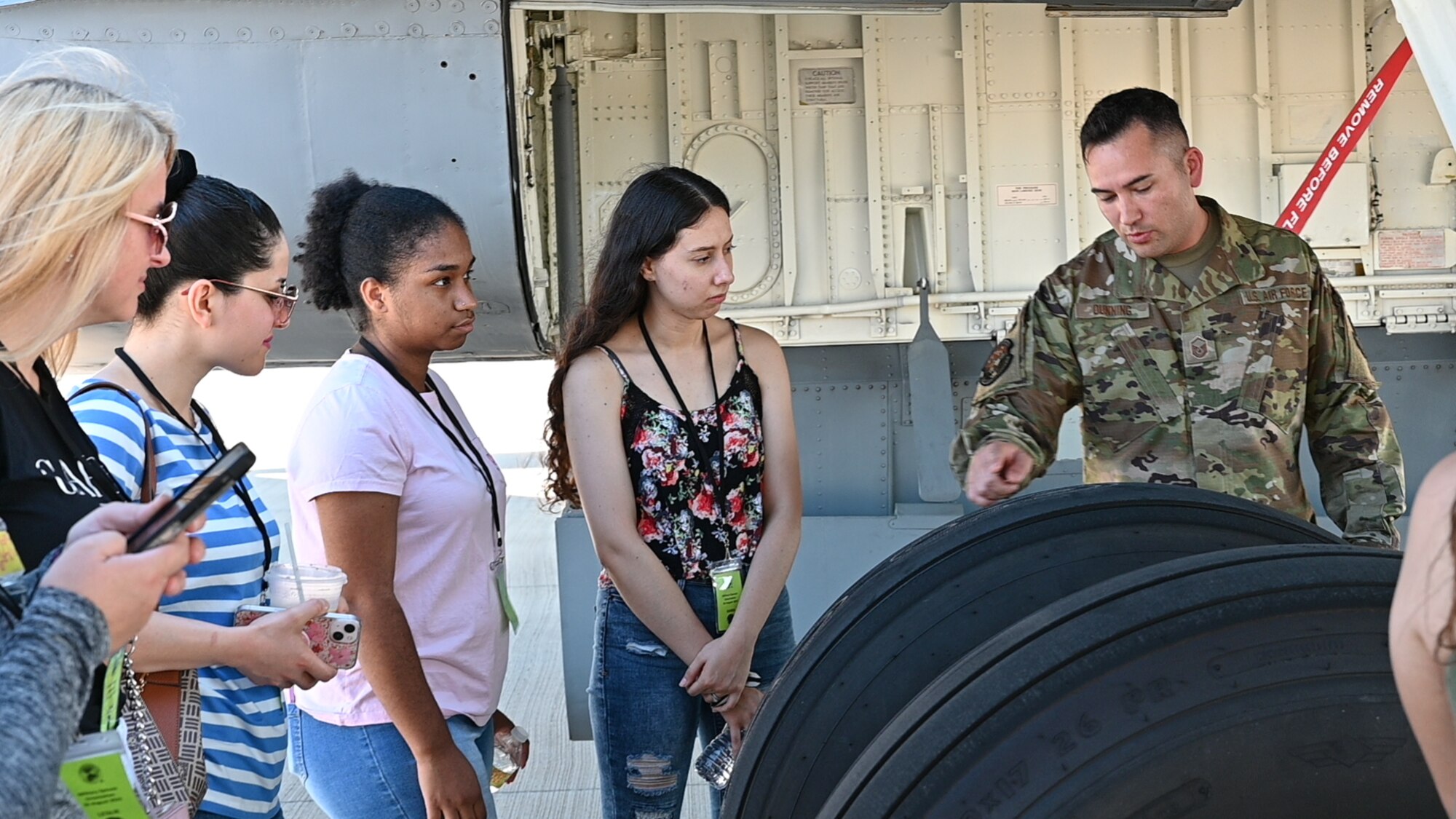 Airman points to plane tires