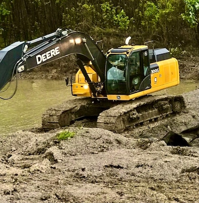 The Memphis District's Revetment Branch and Metals Units recently finalized a flapgate repair on what’s called the “Fritz Landing Culvert” in Lake County, Tennessee, in August 2022. 

“In 2021, the flapgate on the river side end of one of the culverts became loose, fractured, and fell off,” Project Manager Mark Mazzone said. “The flapgates ensure that flood water cannot back up through the culverts. They also provide the actual protection against flooding through culvert openings in the levee.”  

To repair the flapgates, construction involved building temporary cofferdams, pumping standing water to access the end of the culvert, fabrication and installation of temporary structures, and fabrication/installation of a replacement collar and supporting structure. (Courtesy photo)