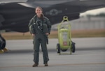 First Lt. Kelsey Flannery, an F-35A Lightning II pilot assigned to the 134th Fighter Squadron of the Vermont Air National Guard's 158th Fighter Wing, returns from a training mission from South Burlington Air National Guard Base, Vermont, Sept. 7, 2022.