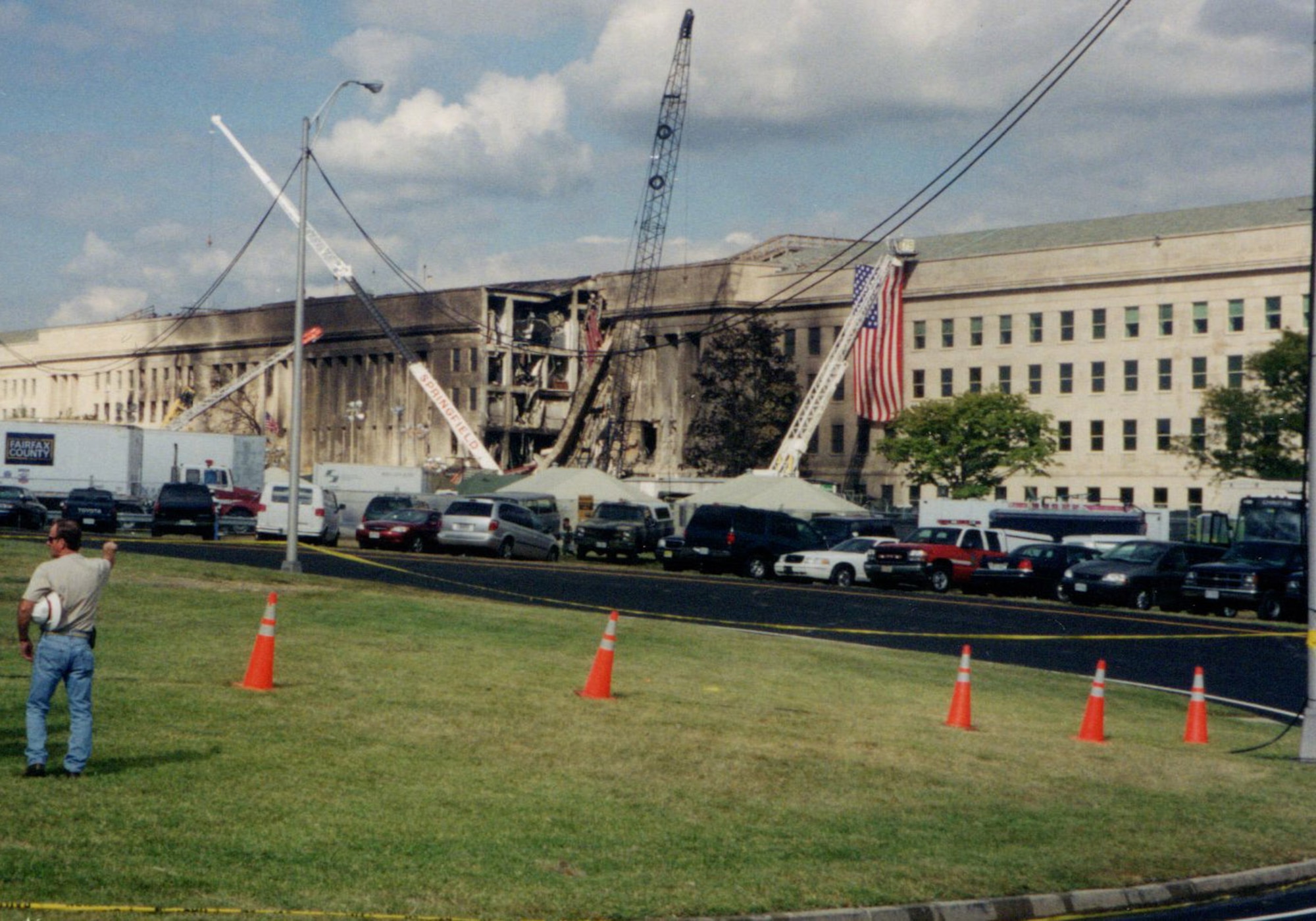 Brigadier Gen. Houston Cantwell was a captain assigned to the Pentagon when terrorist hijackers flew American Airlines Flight 77 into the building on Sept. 11, 2001. Cantwell, the commander of the Jeanne M. Holm Center for Officer Accessions and Citizen Development at Air University, Maxwell Air Force Base, Ala., snapped this photo of the Pentagon a few weeks after the attack, which killed 184 people. (Courtesy photo)