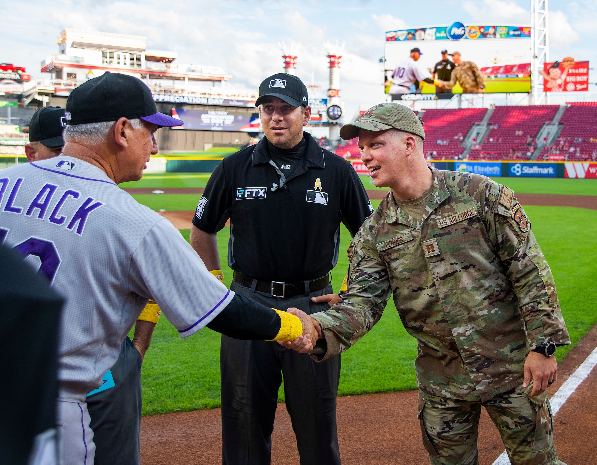 Wright-Patt Airmen honored at Reds Military Appreciation Night >  Wright-Patterson AFB > Article Display