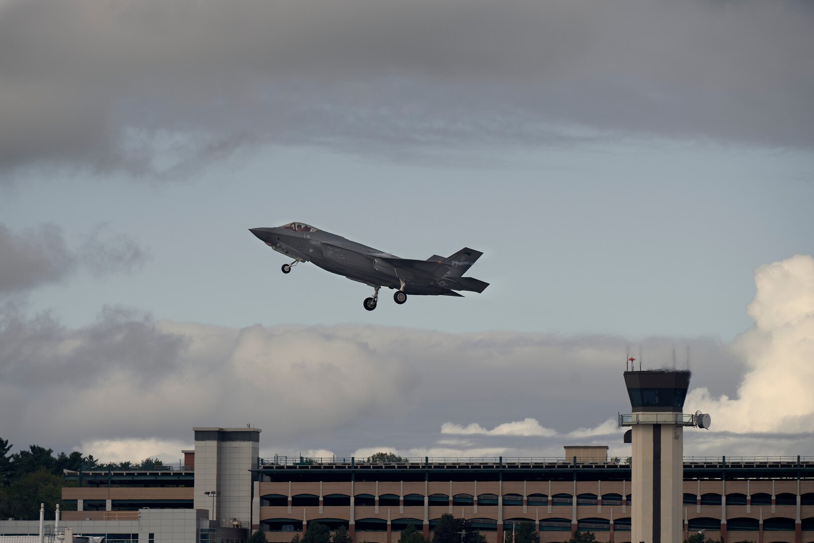 A photo of 1st Lt. Kelsey Flannery, an F-35A Lightning II pilot assigned to the 134th Fighter Squadron of the Vermont Air National Guard's 158th Fighter Wing, takes off for a training mission from South Burlington Air National Guard Base, Vermont, Sept. 7, 2022. Flannery, who is the Air National Guard's first female F-35 pilot, made her first flight with the 158th after returning from three years of flight training. (U.S. Air National Guard photo by Master Sgt. Ryan Campbell)