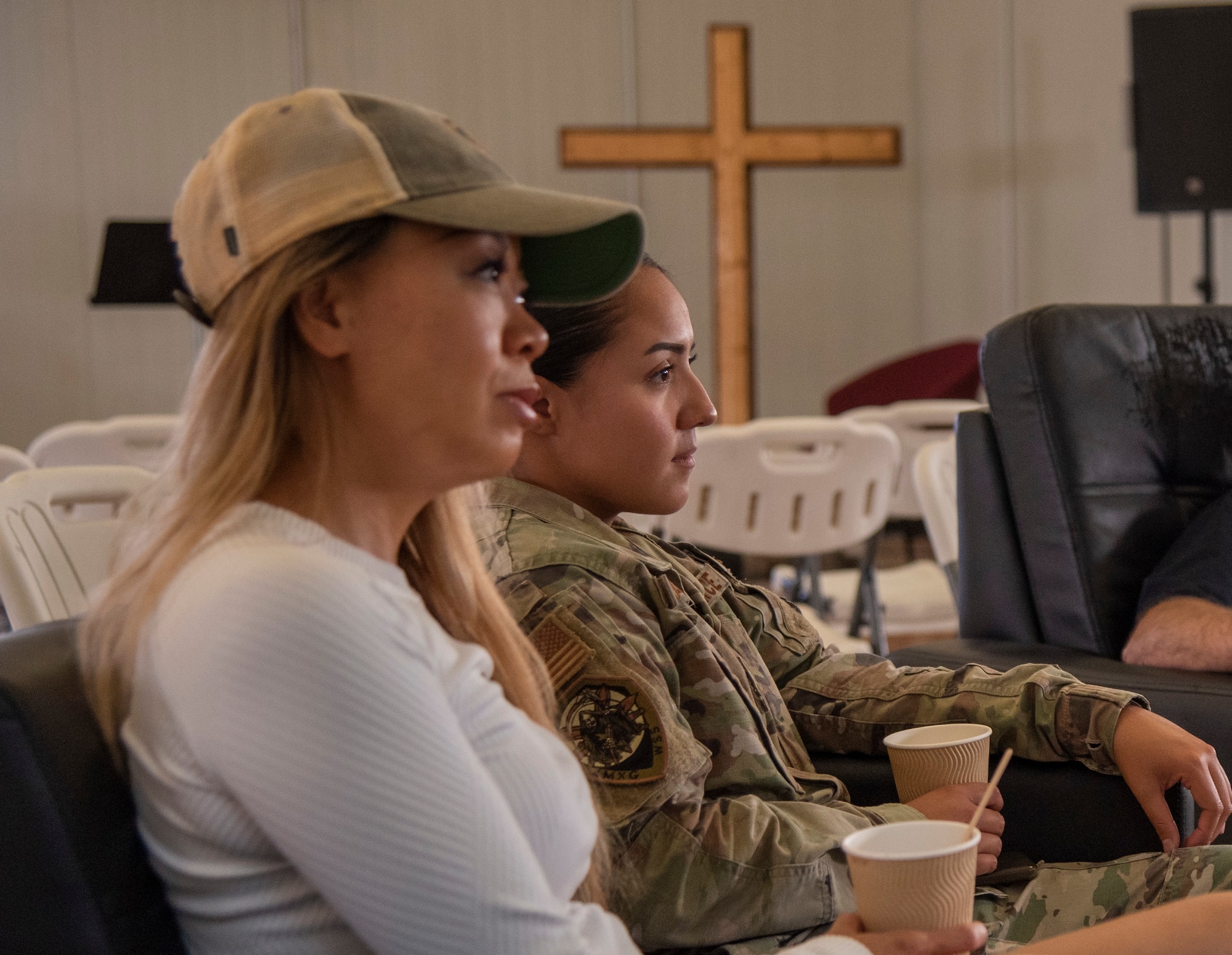 U.S. Air Force Capt. Philip Vincent, 332d Air Expeditionary Squadron Chaplain, leads a discussion group on the five love languages at an undisclosed location in Southwest Asia, August 27, 2022. Cultivating good relationships with loved ones at home is vital to the well-being of deployed airmen. (U.S. Air Force photo by: Tech. Sgt. Jim Bentley)