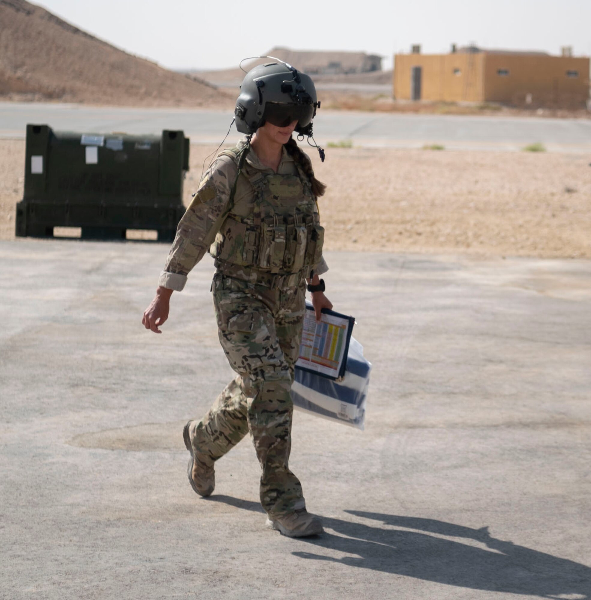 U.S. Air Force Major Grace Gibbens, 46th Expeditionary Rescue Squadron Pilot, flies the HH-60 Pave Hawk around Area Of Responsibility (AOR). The Pave Hawk is used for search and rescue missions which help enable the Air Force’s ability to develop, maintain, and share timely, accurate and relevant mission information across dispersed forces despite adversary attempts to counter act.