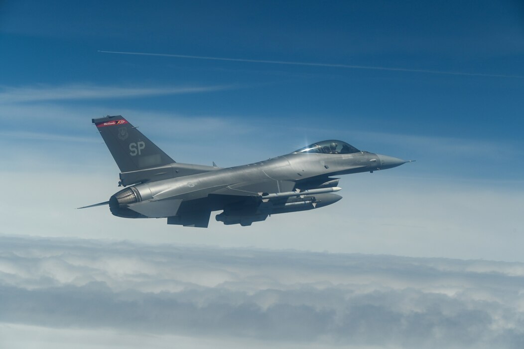 A U.S. Air Force F-16CM in flight.