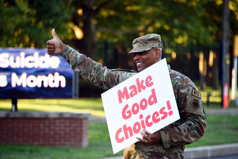 87th Air Base Wing command chief greets drivers into JB MDL