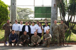 U.S. Airmen and the Salvadoran cyber unit outside the Centro de Etrenamiento Tactico, El Salvador.