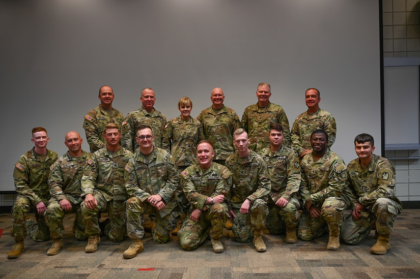 Group photo of deploying Soldiers .posing with Utah National Guard leadership