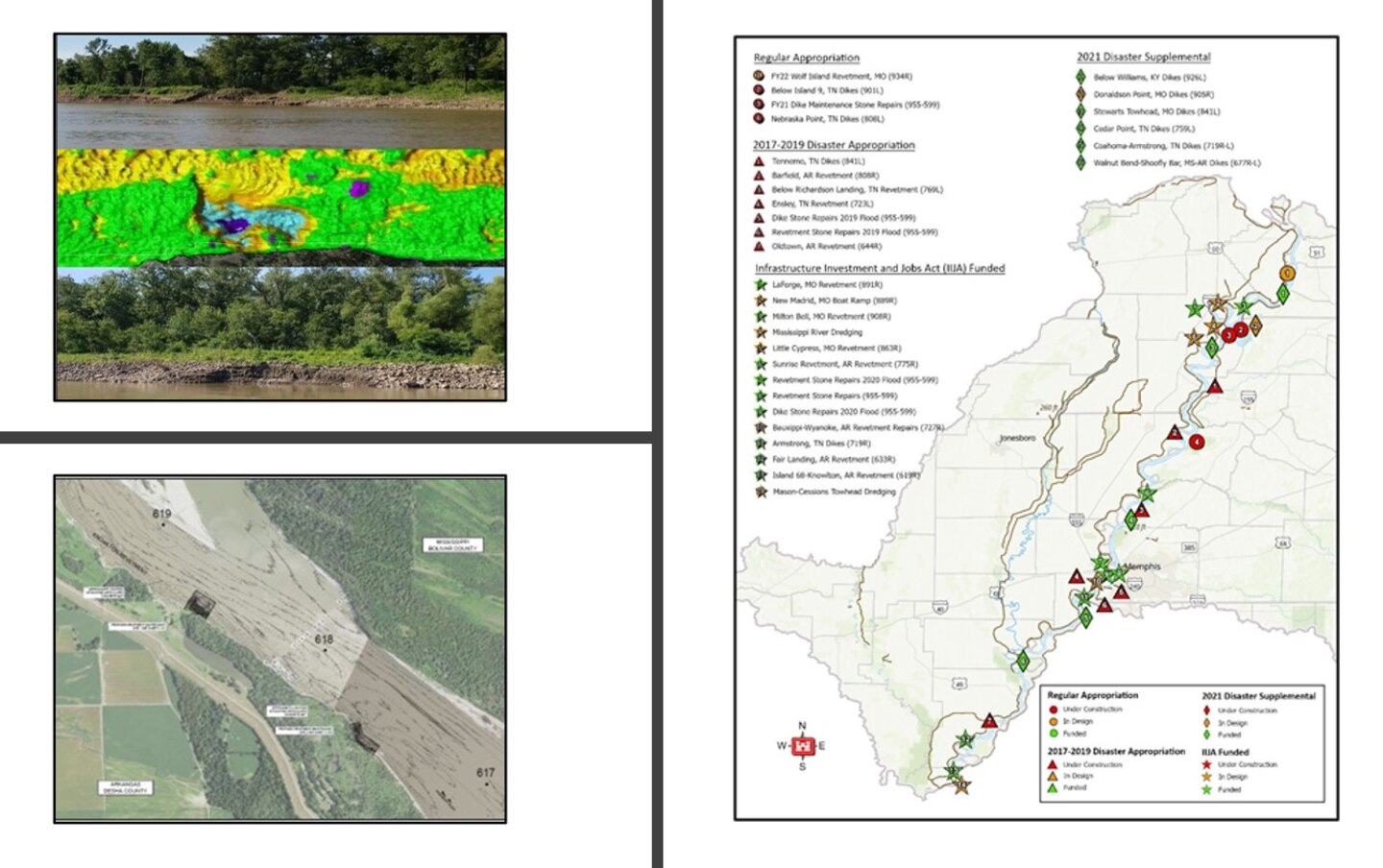 The Memphis District recently awarded a contract, Aug. 10,  to perform revetment stone repairs at Below Knowlton, near Crumrod, Arkansas, (River Mile 619).  

Through this contract, the Corps will partner with Commercial Towing Interests, represented by the Lower Mississippi River Committee (LOMRC), to complete a $6,084,400 Infrastructure Investment and Jobs Act (IIJA)-funded project.